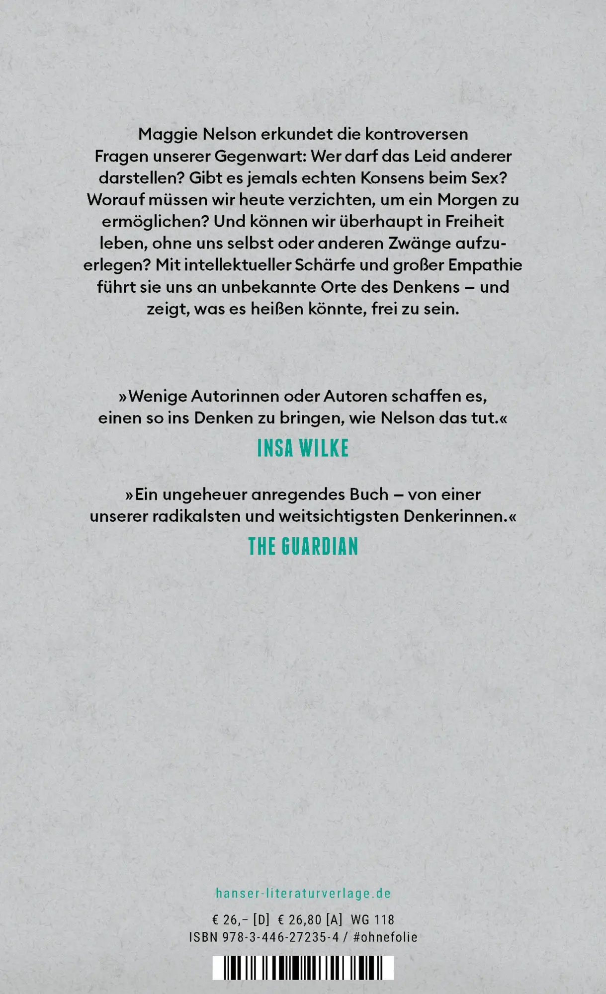 Bild: 9783446272354 | Freiheit | Vier Variationen über Zuwendung und Zwang | Maggie Nelson