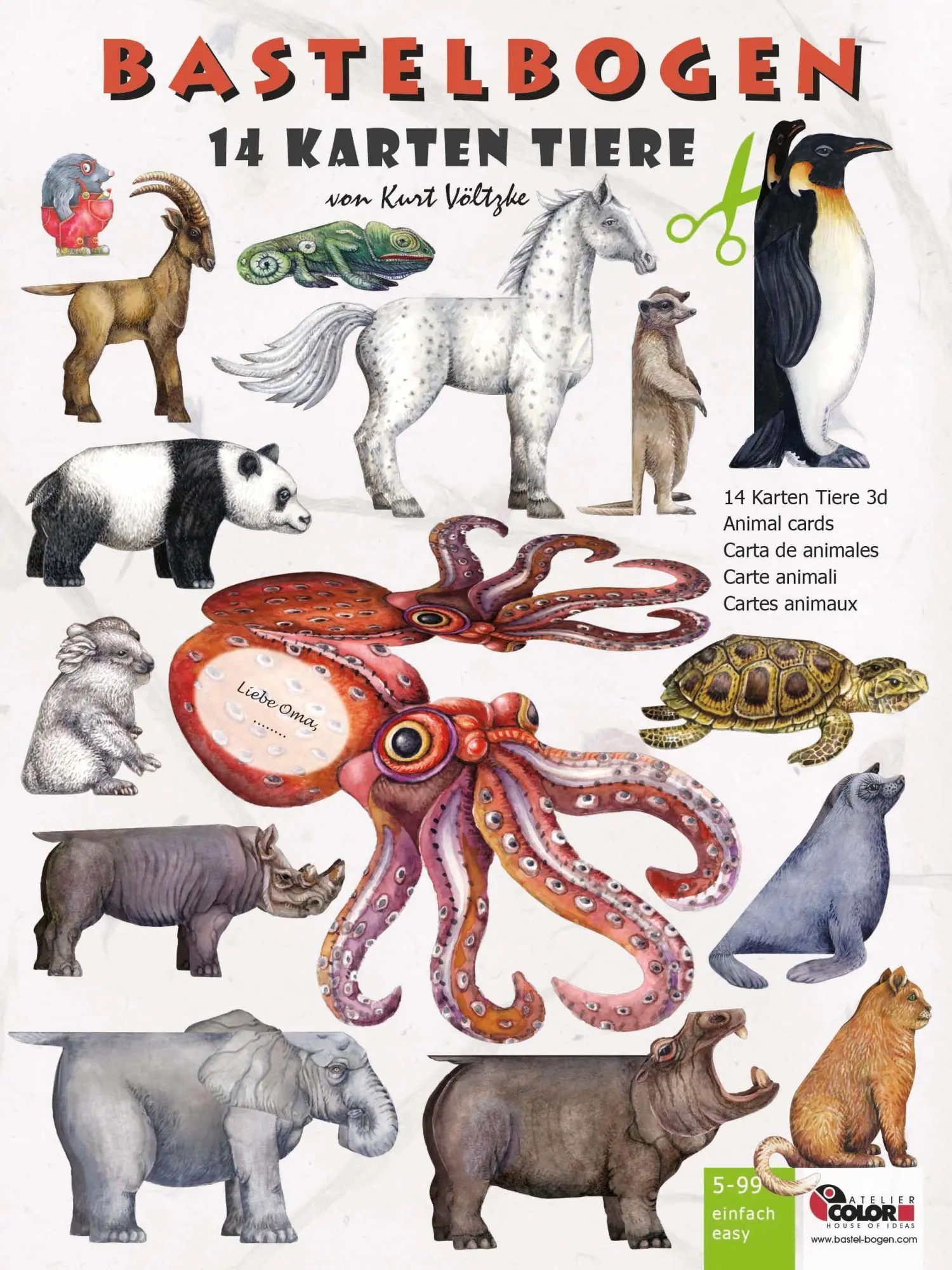 Cover: 4280000272454 | Karten Tiere basteln aus Papier Bastelbogen Ausschneidebogen | Color