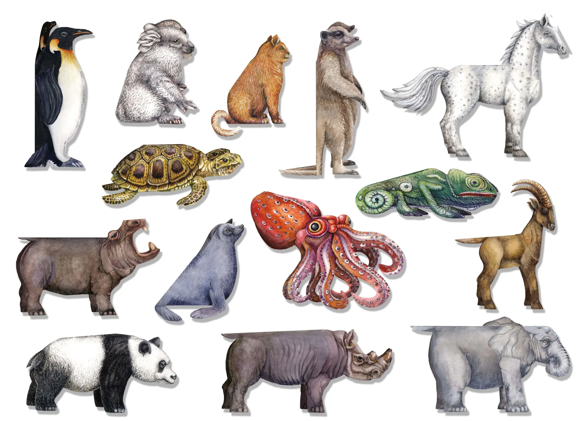 Bild: 4280000272454 | Karten Tiere basteln aus Papier Bastelbogen Ausschneidebogen | Color