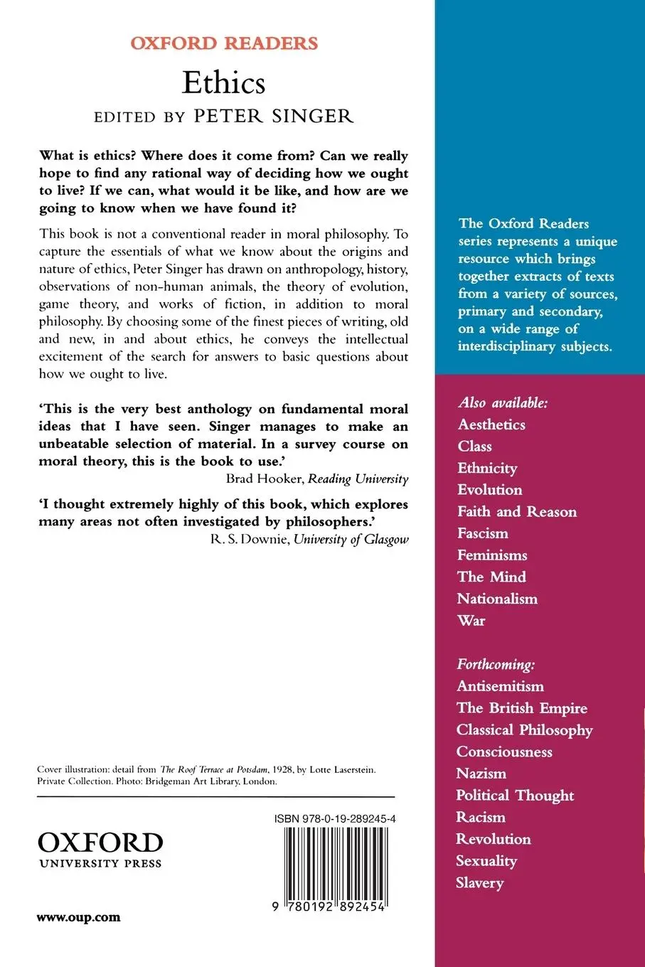 Rückseite: 9780192892454 | ETHICS OR P | Singer | Taschenbuch | Kartoniert / Broschiert | 1994