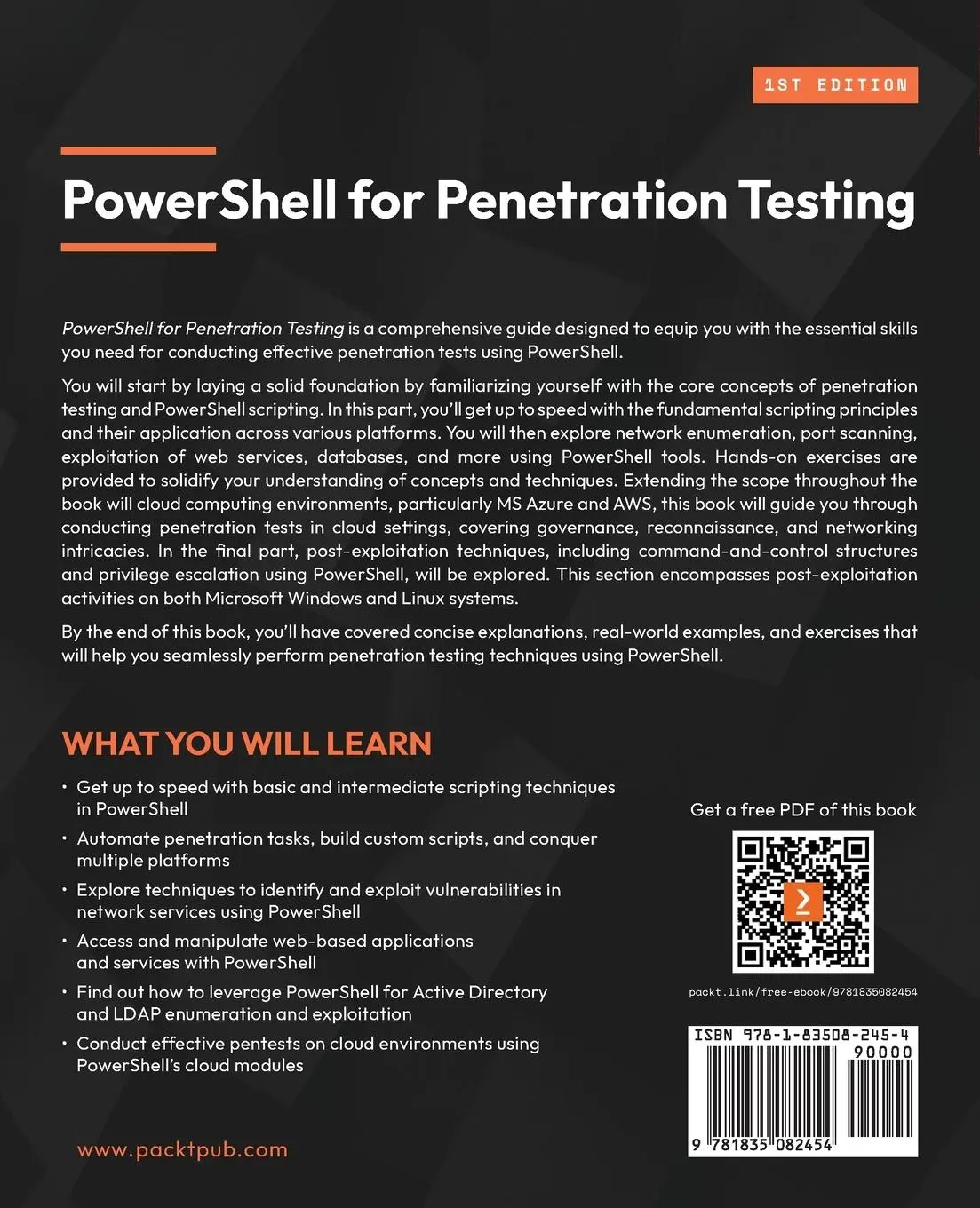 Rückseite: 9781835082454 | PowerShell for Penetration Testing | Andrew Blyth | Taschenbuch | 2024