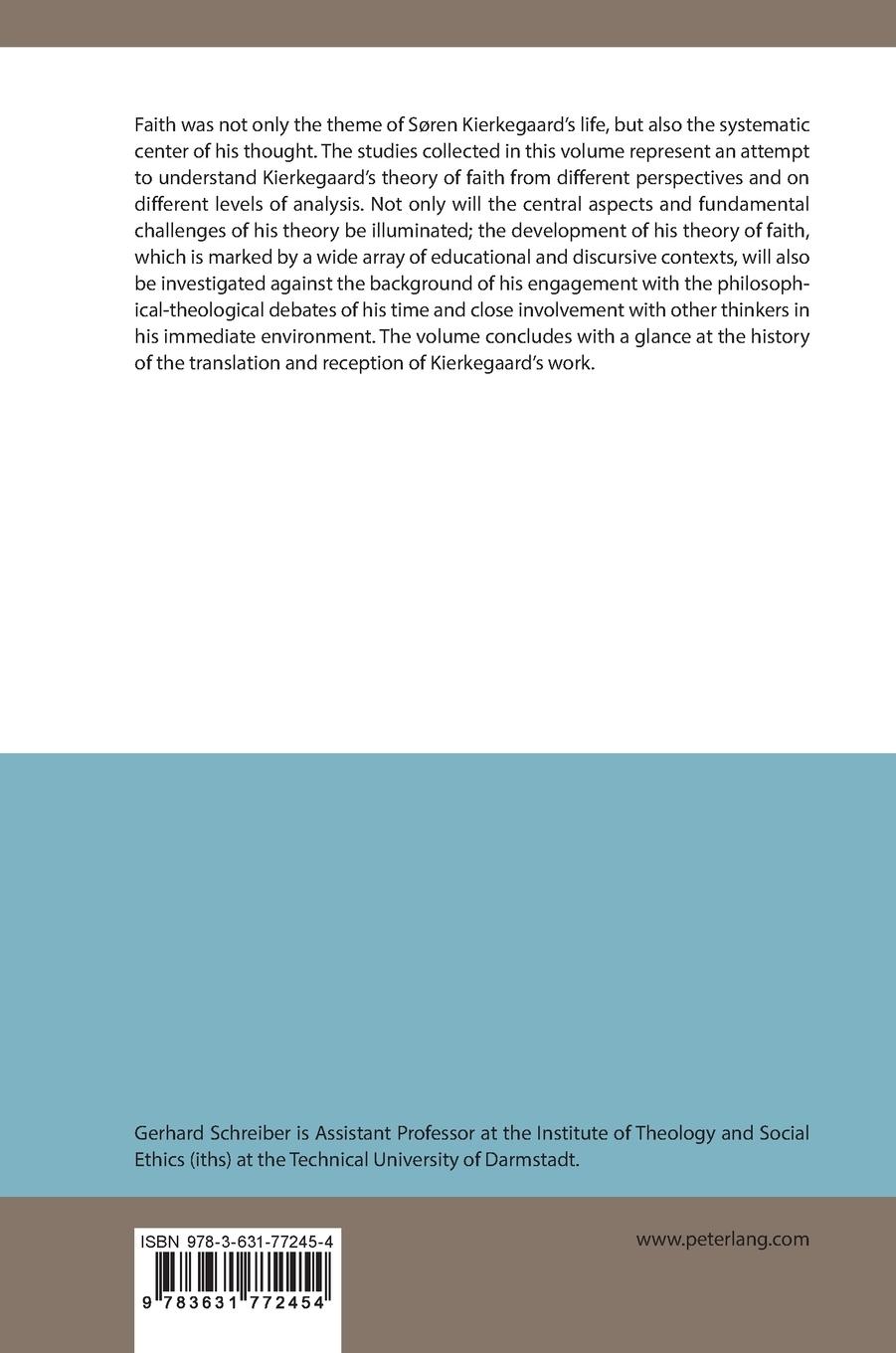 Rückseite: 9783631772454 | Happy Passion | Studies in Kierkegaard's Theory of Faith | Schreiber