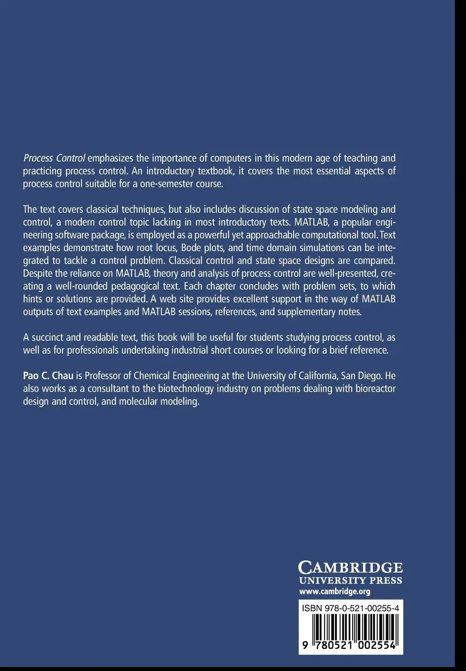 Rückseite: 9780521002554 | Process Control | A First Course with MATLAB | Pao C. Chau | Buch