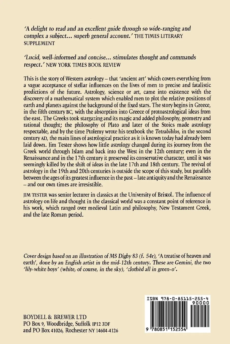 Rückseite: 9780851152554 | A History of Western Astrology | S J Tester | Taschenbuch | Englisch