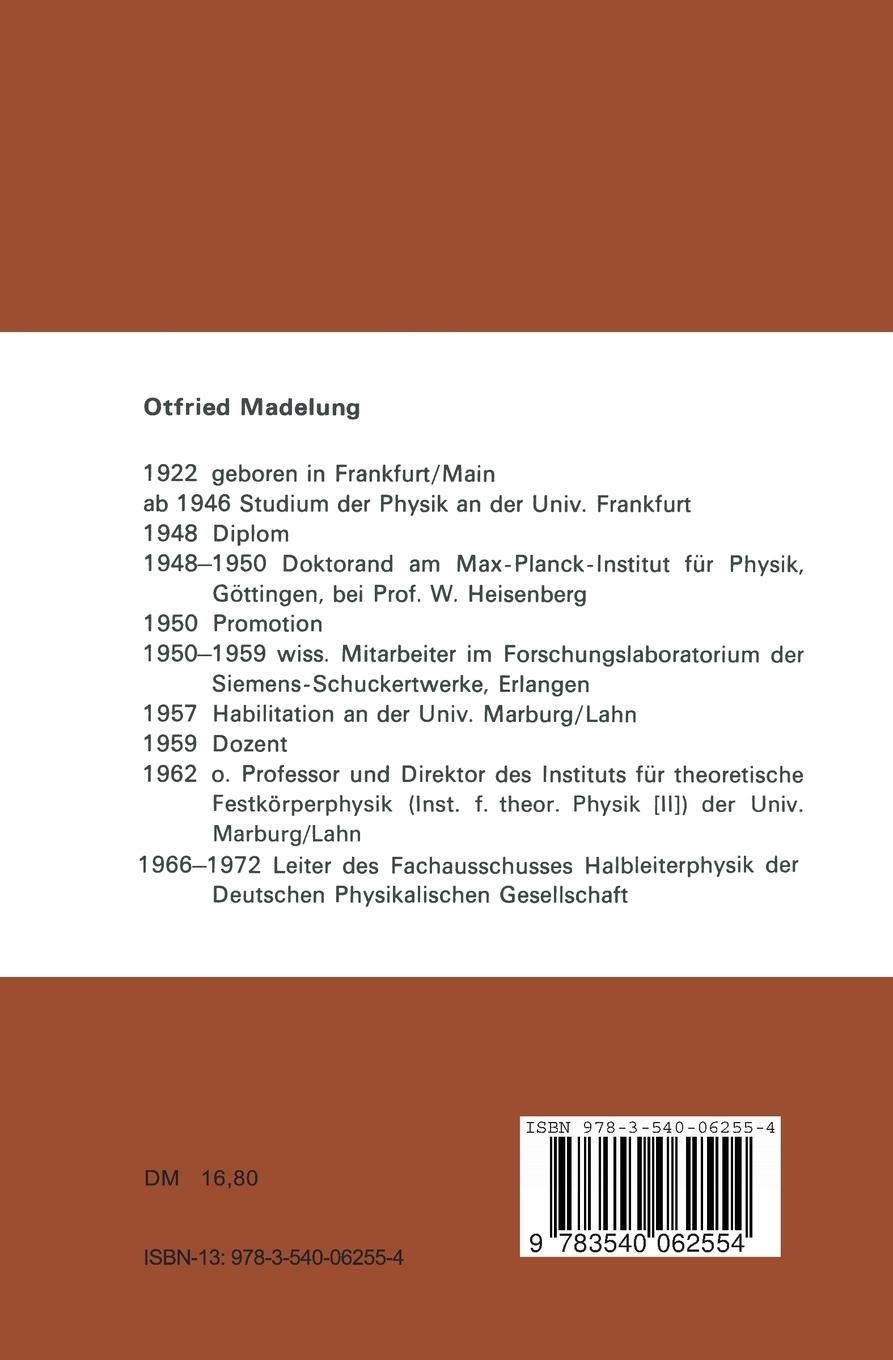 Rückseite: 9783540062554 | Festkörpertheorie III | Lokalisierte Zustände | Otfried Madelung
