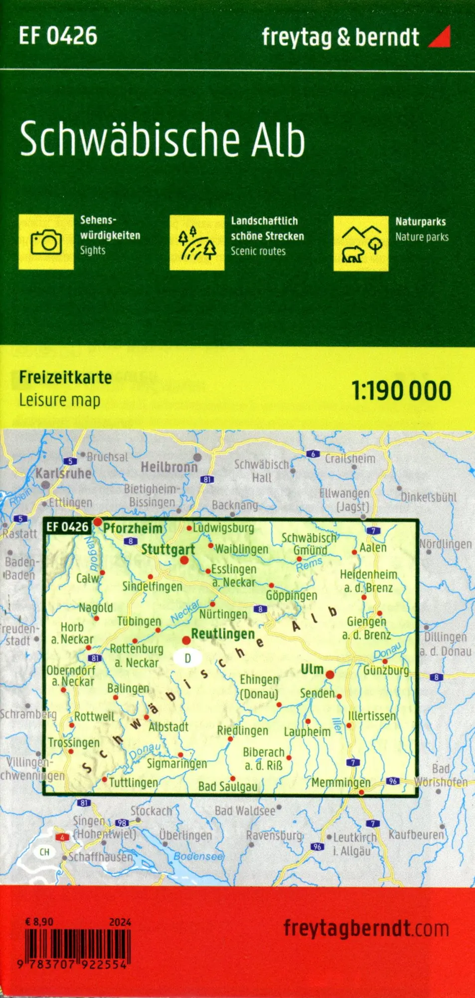 Bild: 9783707922554 | Schwäbische Alb, Freizeitkarte 1:190.000, freytag &amp; berndt | Berndt