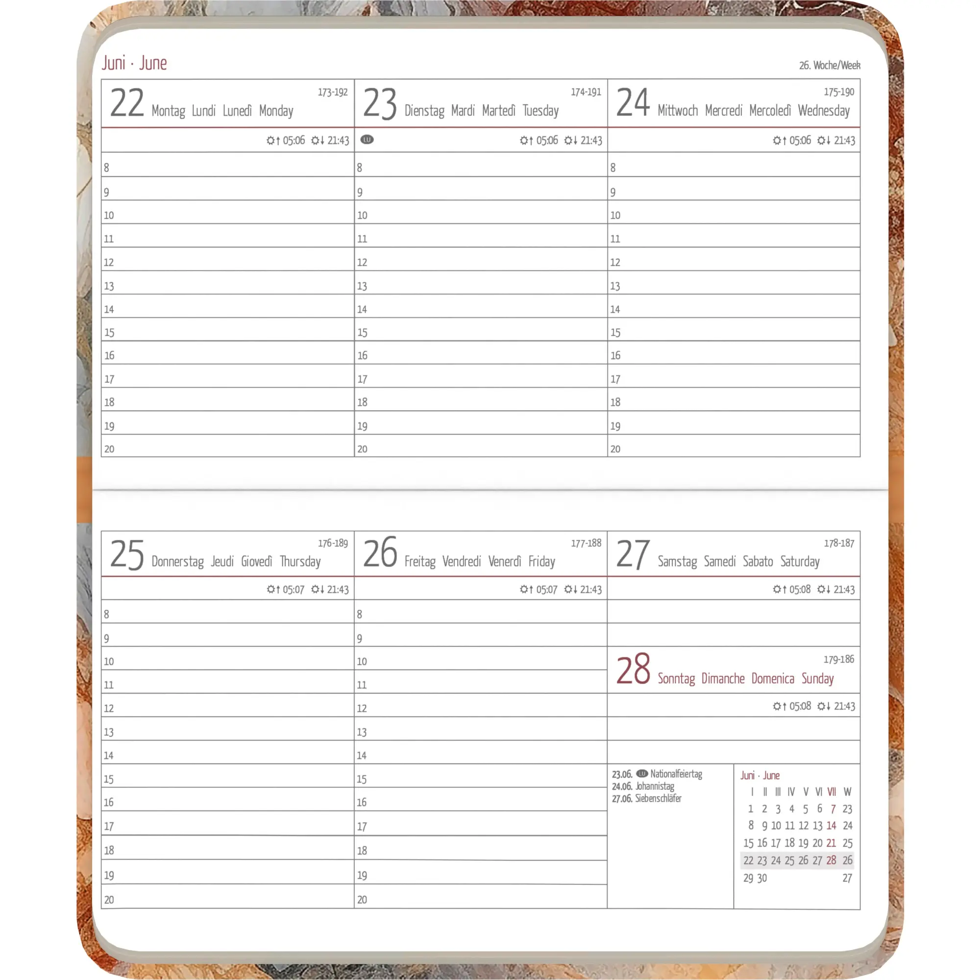 Bild: 4069095002654 | Ladytimer Pad Marble 2026 - Taschen-Kalender 15,6x9 cm - Fliesen -...