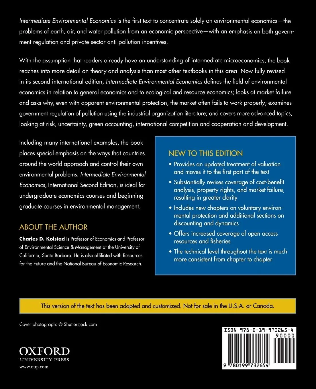 Rückseite: 9780199732654 | Intermediate Environmental Economics | International Edition | Kolstad