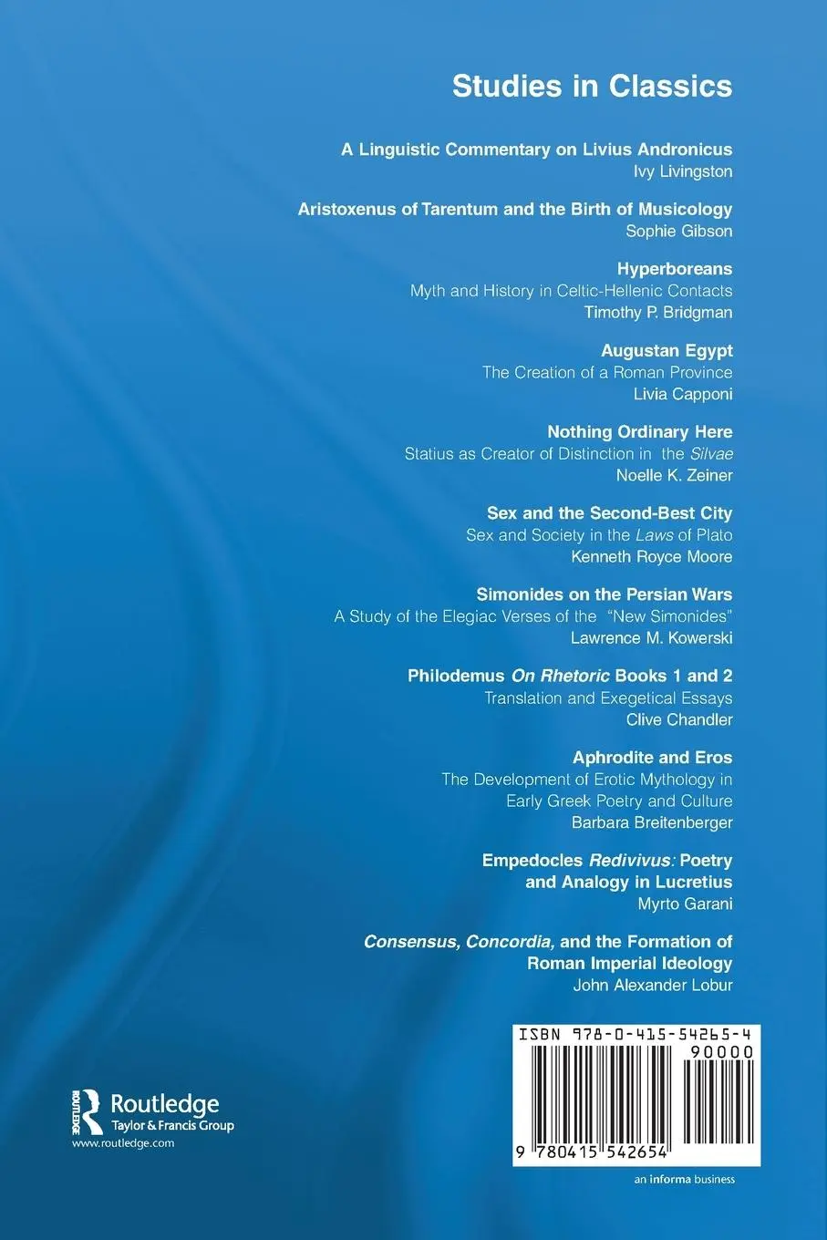 Rückseite: 9780415542654 | Consensus, Concordia and the Formation of Roman Imperial Ideology
