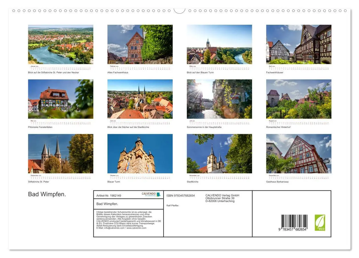 Bild: 9783457682654 | Bad Wimpfen. (hochwertiger Premium Wandkalender 2026 DIN A2 quer),...