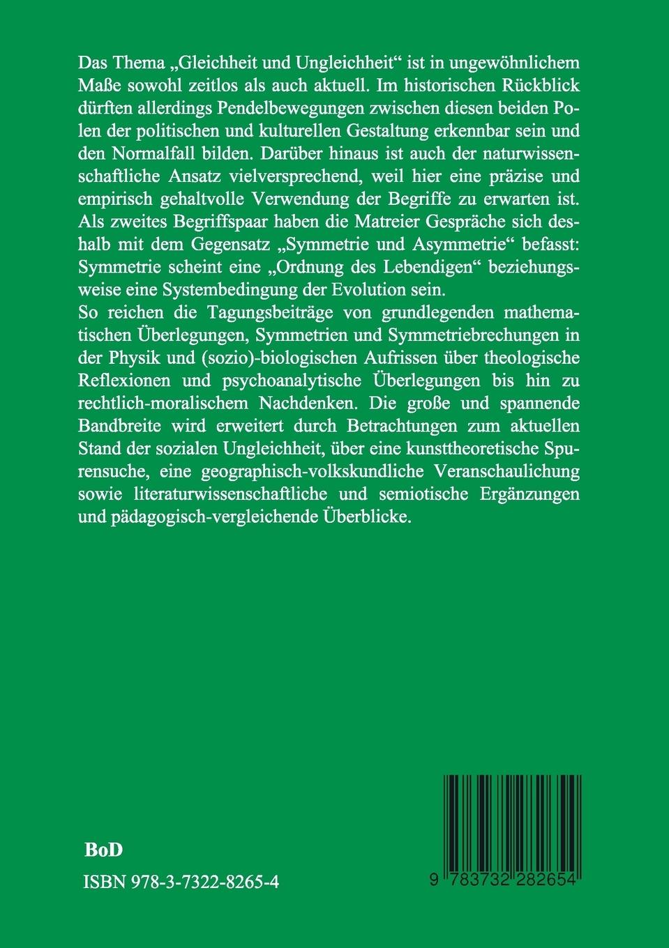 Rückseite: 9783732282654 | Gleichheit und Ungleichheit, Symmetrie und Asymmetrie | Taschenbuch