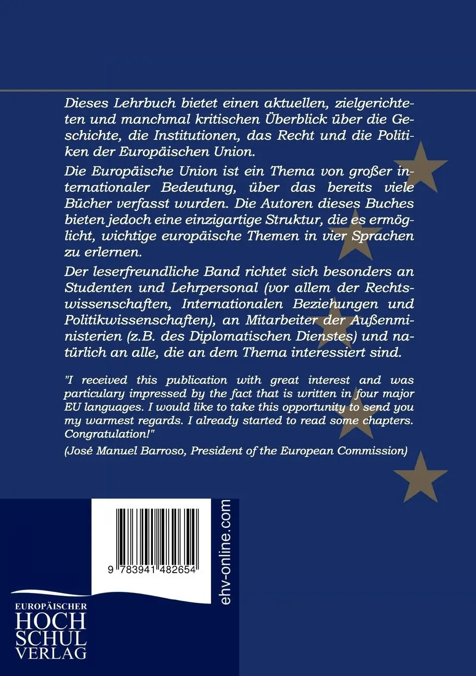Rückseite: 9783941482654 | Die Europäische Union: Geschichte, Institutionen, Recht, Politiken