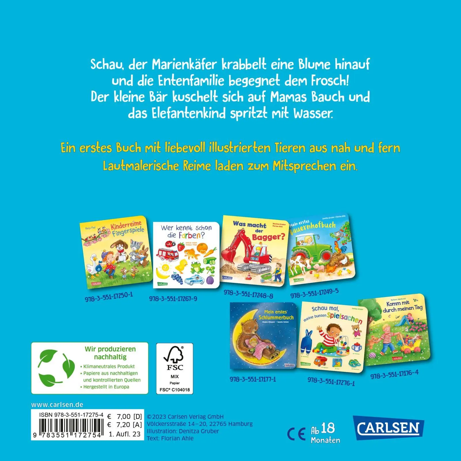 Rückseite: 9783551172754 | Meine lieben Tiere | Florian Ahle | Buch | 16 S. | Deutsch | 2023
