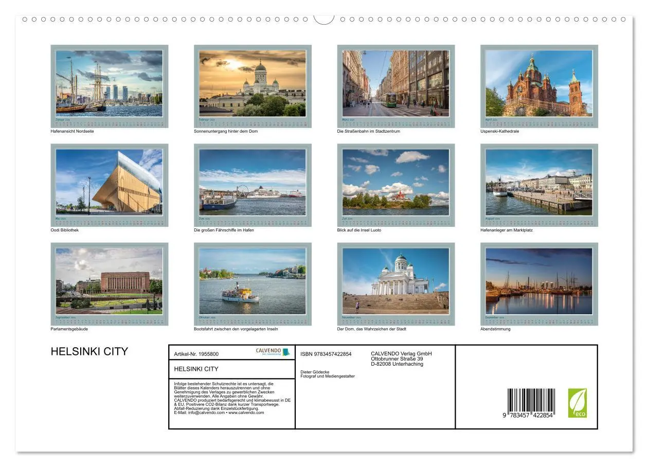 Bild: 9783457422854 | HELSINKI CITY (hochwertiger Premium Wandkalender 2026 DIN A2 quer),...