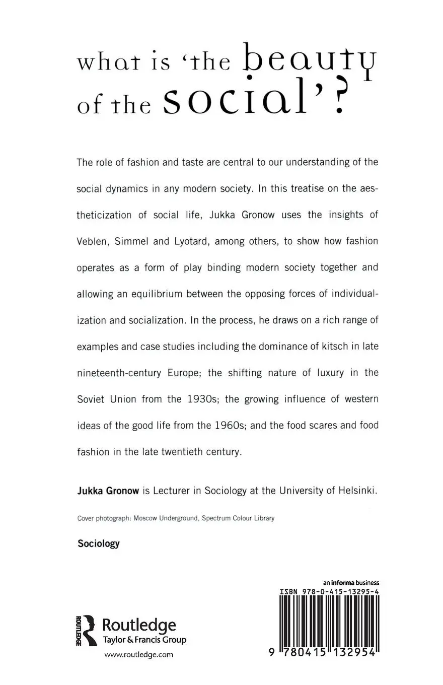 Rückseite: 9780415132954 | The Sociology Of Taste | Jukka Gronow | Taschenbuch | Englisch | 1997
