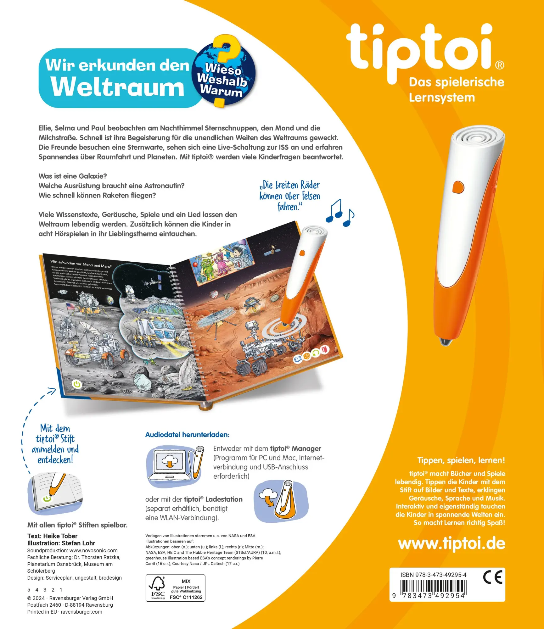 Rückseite: 9783473492954 | tiptoi® Wieso? Weshalb? Warum? - Wir erkunden den Weltraum | Tober