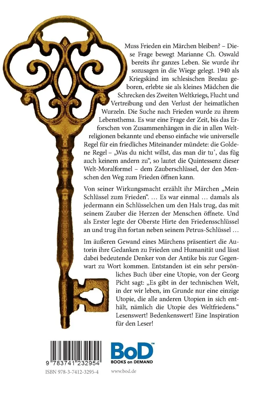 Rückseite: 9783741232954 | Mein Schlüssel zum Frieden | Marianne Oswald | Taschenbuch | 264 S.