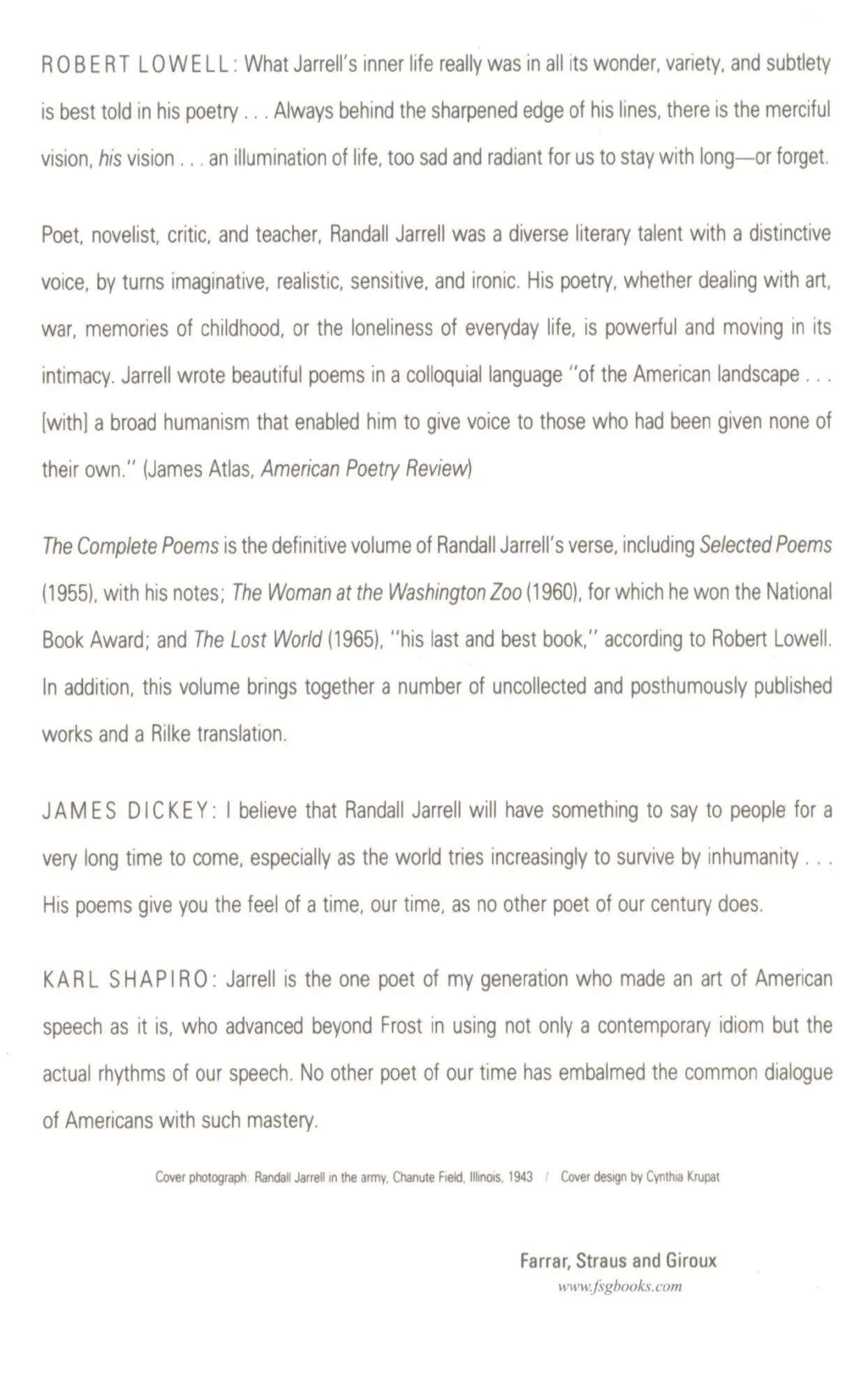 Rückseite: 9780374513054 | The Complete Poems | Randall Jarrell | Taschenbuch | Englisch | 1981