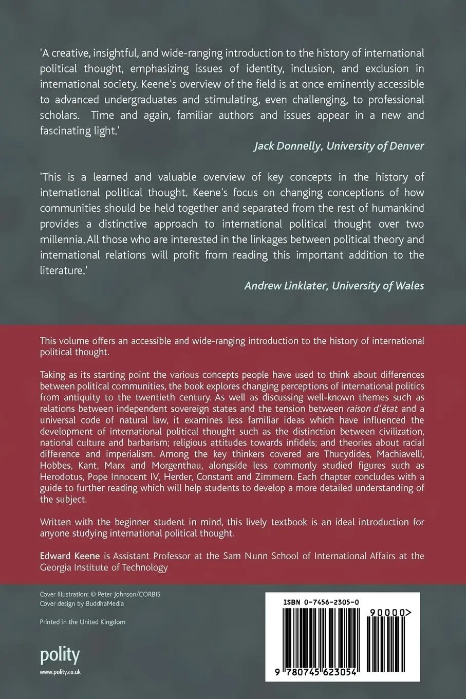 Rückseite: 9780745623054 | International Political Thought | An Historical Introduction | Keene