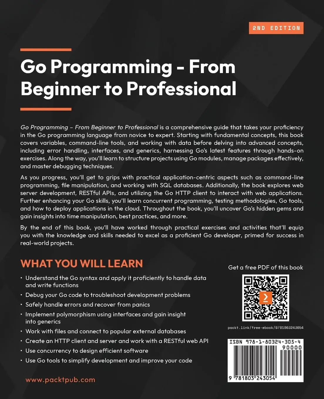 Rückseite: 9781803243054 | Go Programming - From Beginner to Professional - Second Edition | Buch