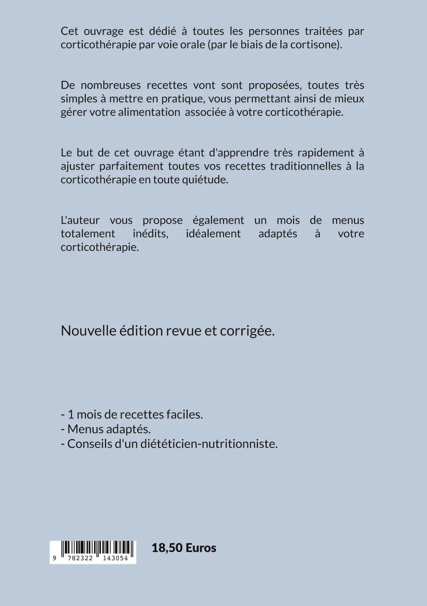 Rückseite: 9782322143054 | Recettes et menus pour la cortisone | Cedric Menard | Taschenbuch