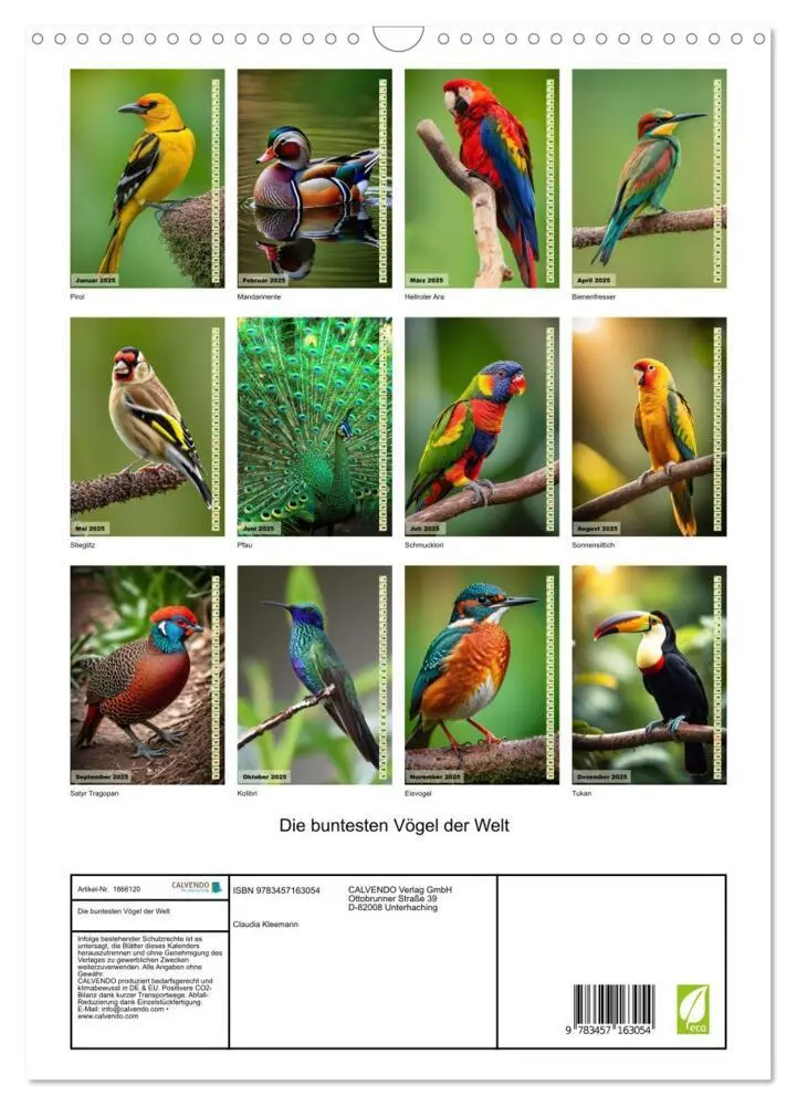Bild: 9783457163054 | Die buntesten Vögel der Welt (Wandkalender 2025 DIN A3 hoch),...