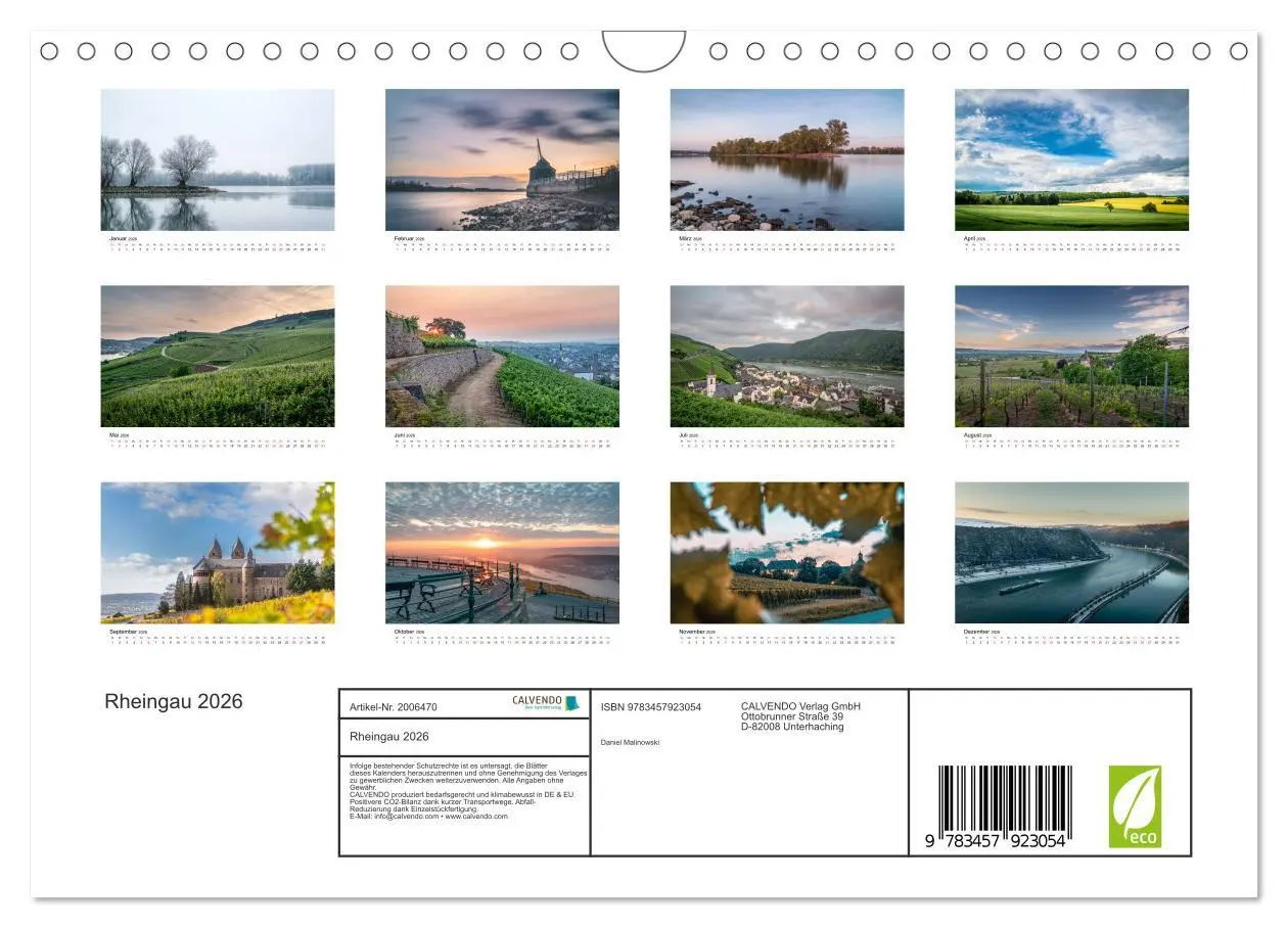 Bild: 9783457923054 | Rheingau 2026 (Wandkalender 2026 DIN A4 quer), CALVENDO Monatskalender