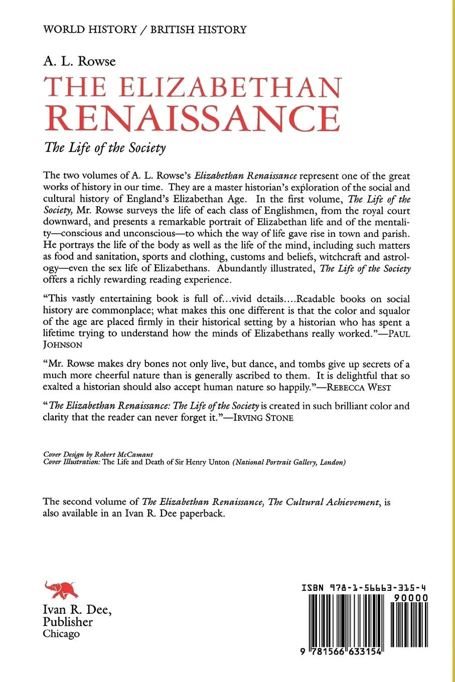Rückseite: 9781566633154 | Elizabethan Renaissance | The Life of the Society | A. L. Rowse | Buch
