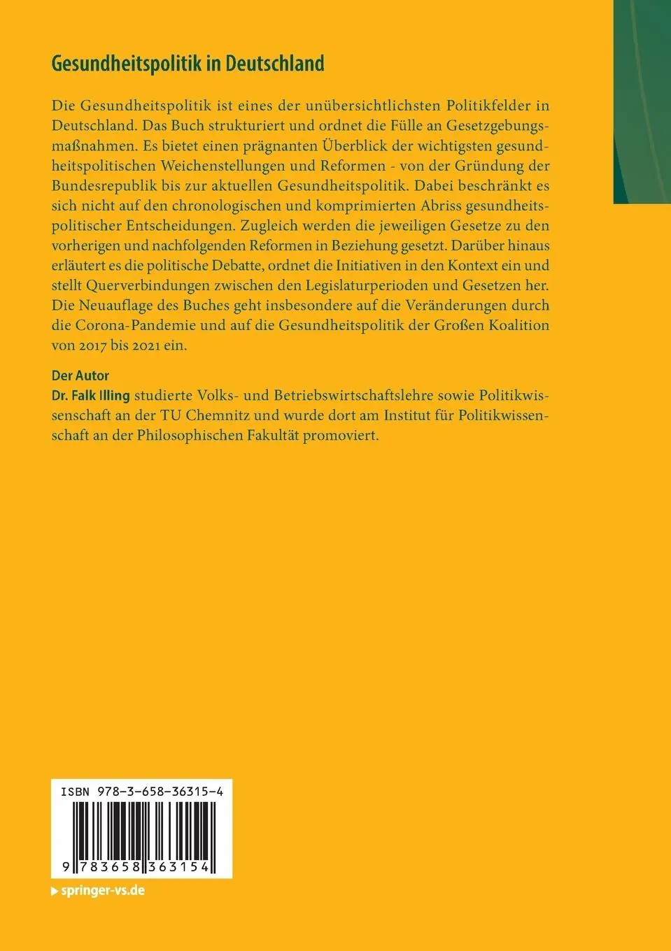 Rückseite: 9783658363154 | Gesundheitspolitik in Deutschland | Falk Illing | Taschenbuch | xxiii