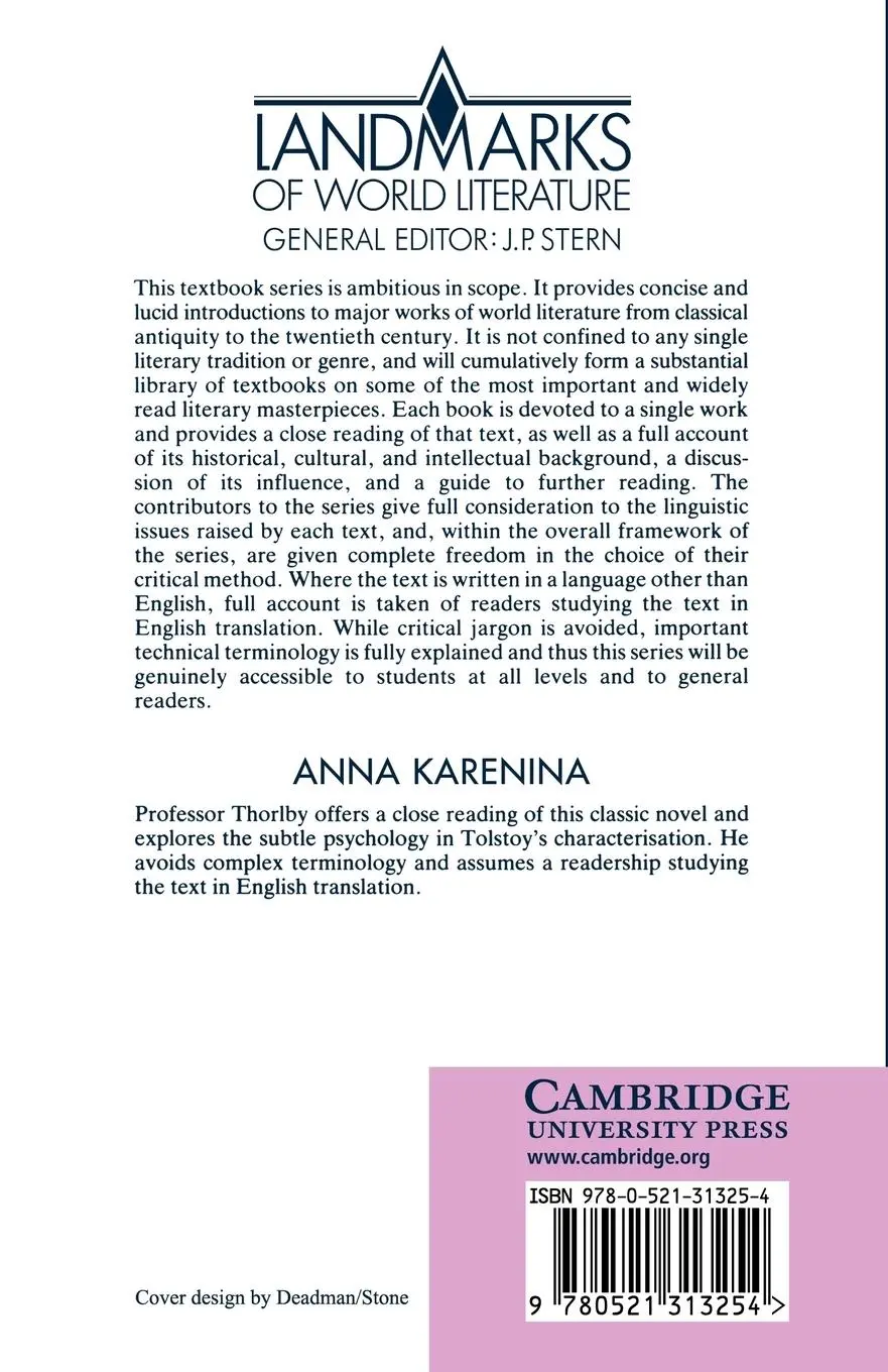 Rückseite: 9780521313254 | Tolstoy | Anna Karenina | Anthony Thorlby | Taschenbuch | Englisch