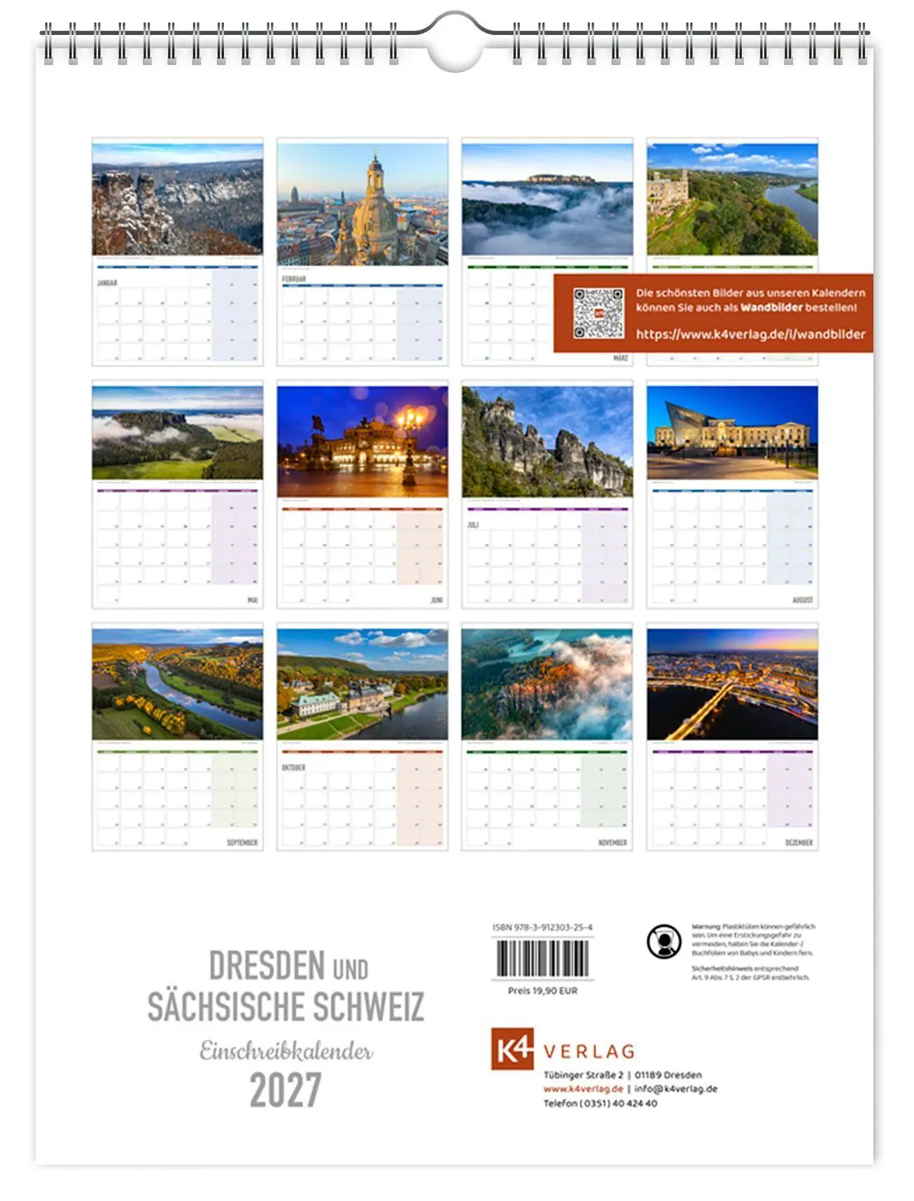 Bild: 9783912303254 | Einschreibkalender Dresden und Sächsische Schweiz 2027 | Kalender