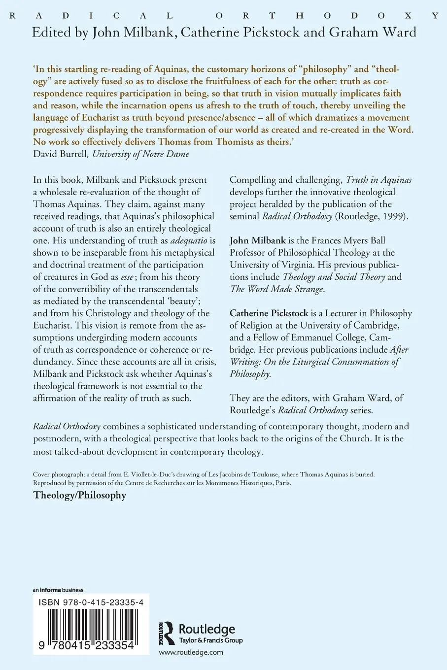 Rückseite: 9780415233354 | Truth in Aquinas | John Milbank (u. a.) | Taschenbuch | Englisch