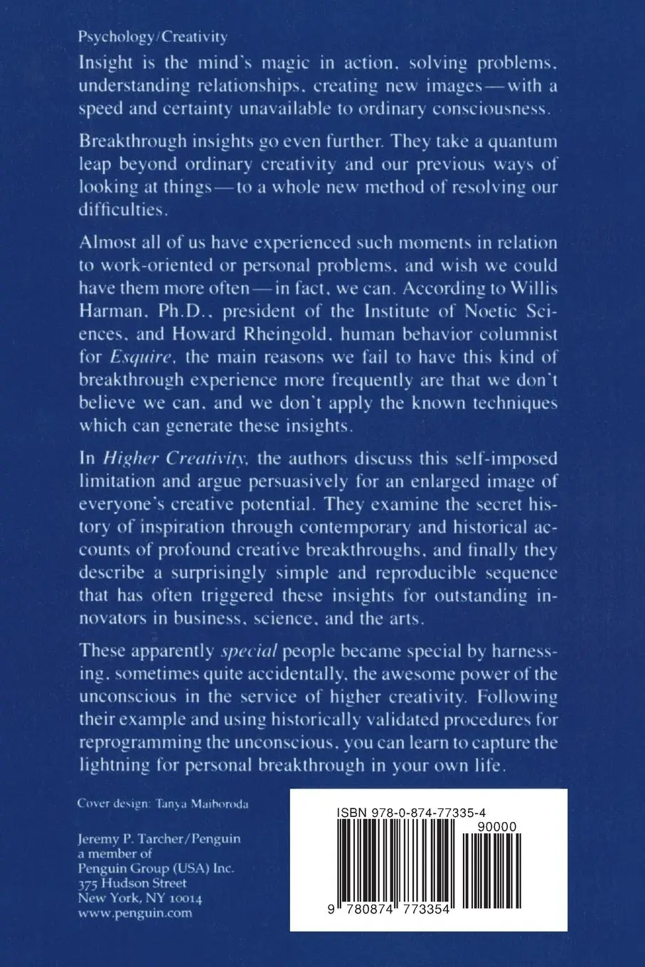 Rückseite: 9780874773354 | Higher Creativity | Willis Harman | Taschenbuch | Englisch | 1984