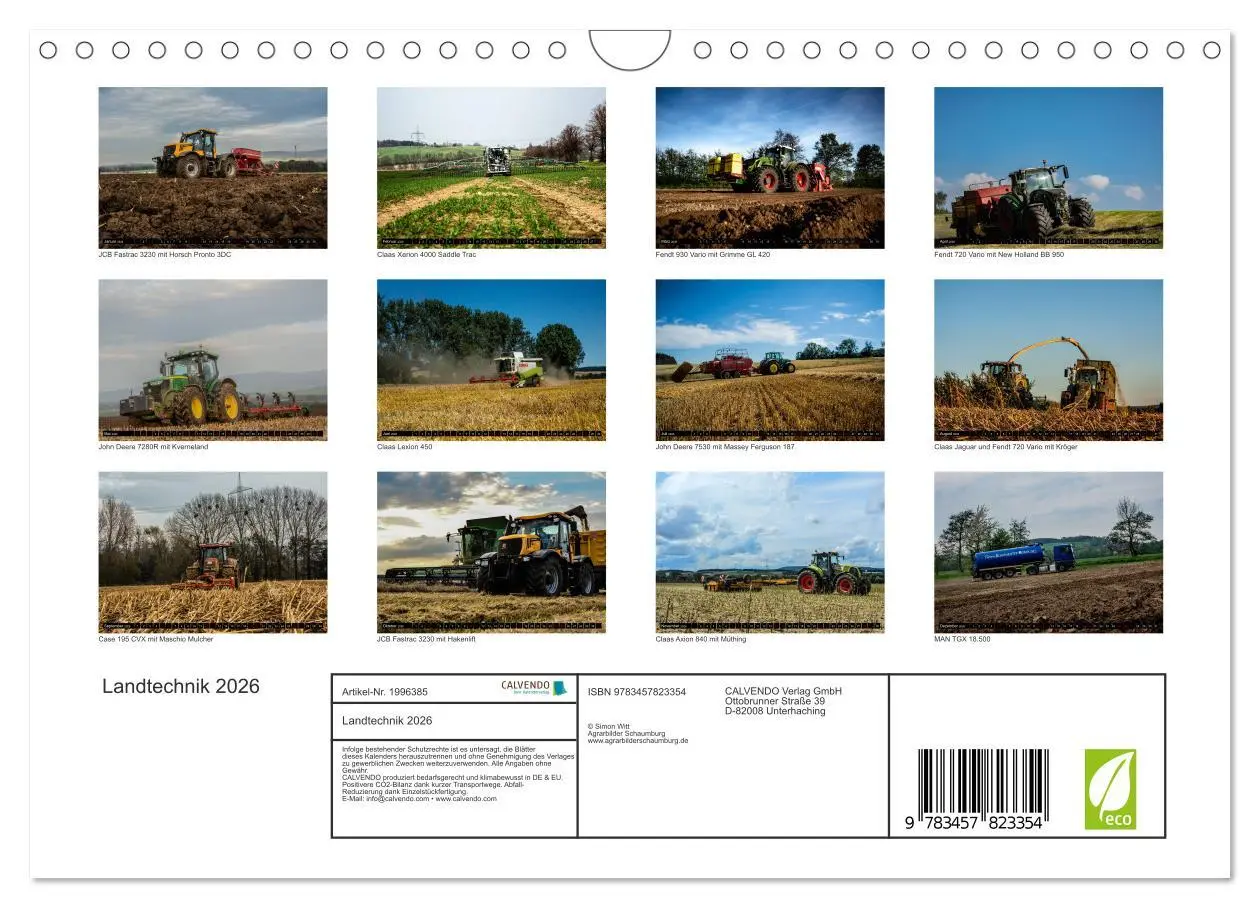 Bild: 9783457823354 | Landtechnik 2026 (Wandkalender 2026 DIN A4 quer), CALVENDO...