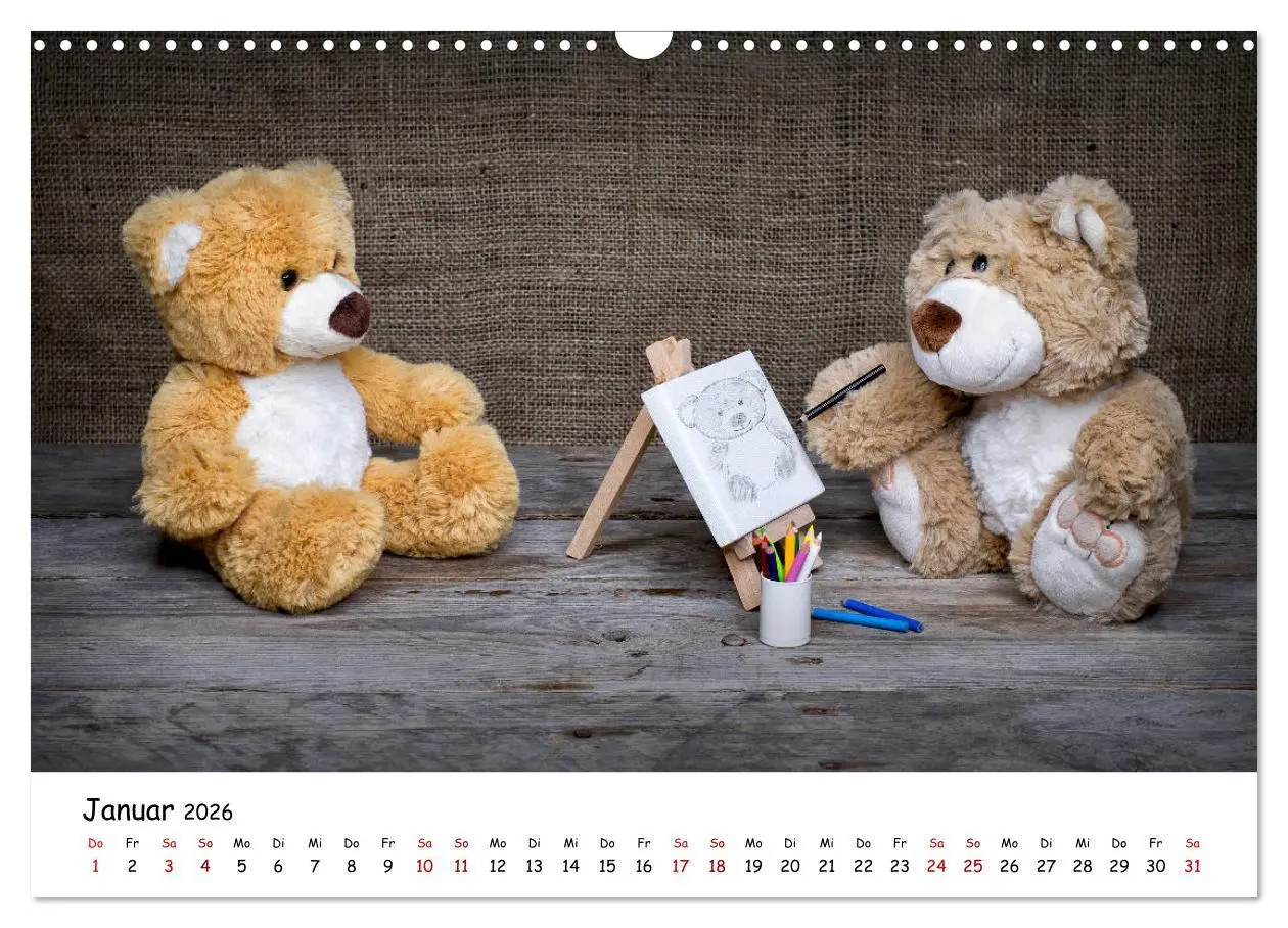 Bild: 9783457813454 | Eddy, der Teddy (Wandkalender 2026 DIN A3 quer), CALVENDO...