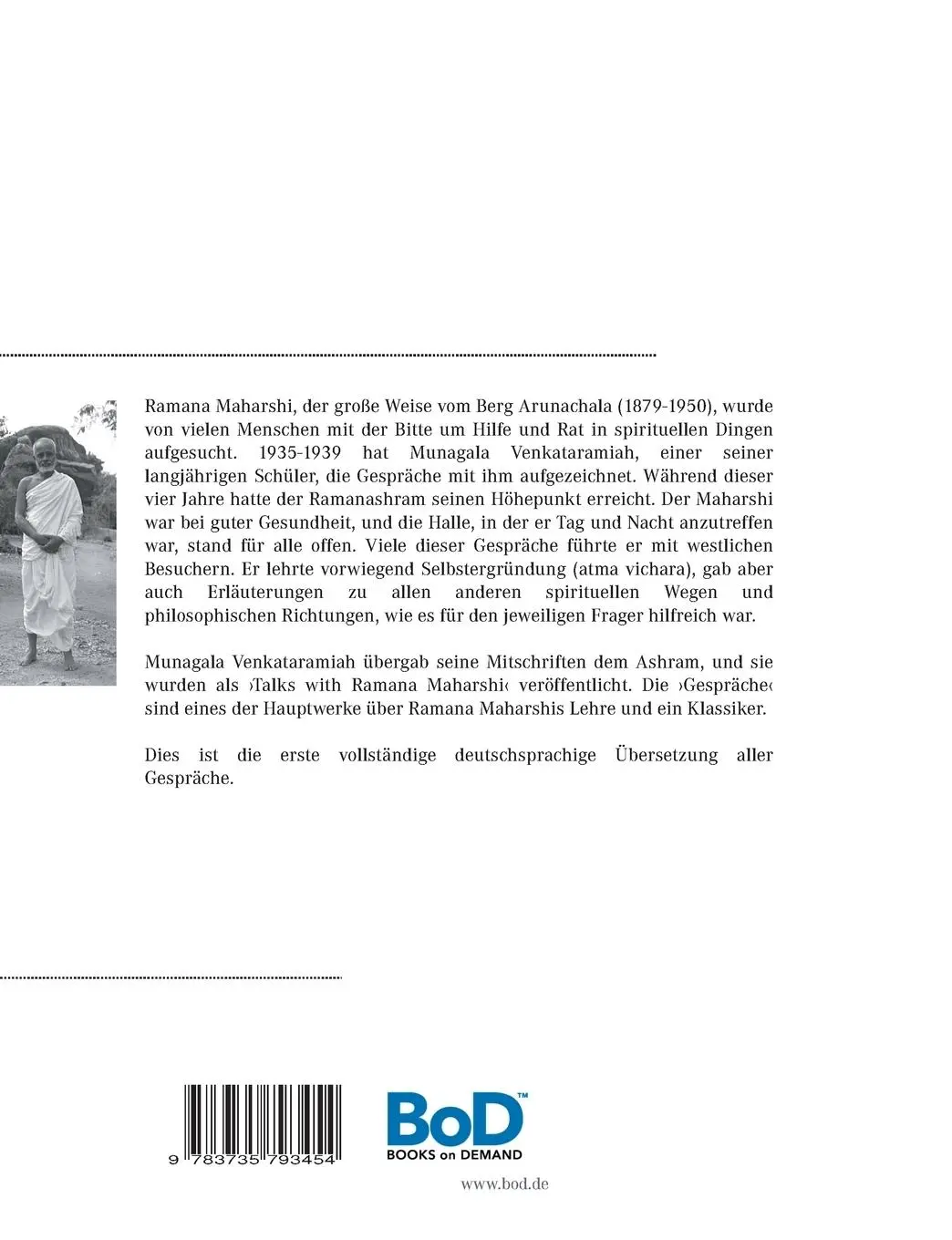 Rückseite: 9783735793454 | Gespräche mit Ramana Maharshi | vollständige Ausgabe | Ramana Maharshi