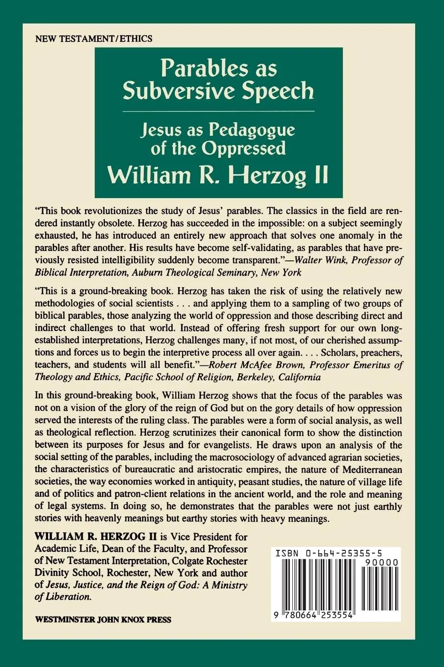 Rückseite: 9780664253554 | Parables As Subversive Speech | William R. Herzog | Taschenbuch | 1994