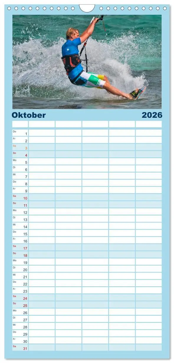 Bild: 9783516513554 | Familienplaner 2026 - Kitesurfen - über den Wellen mit 5 Spalten...