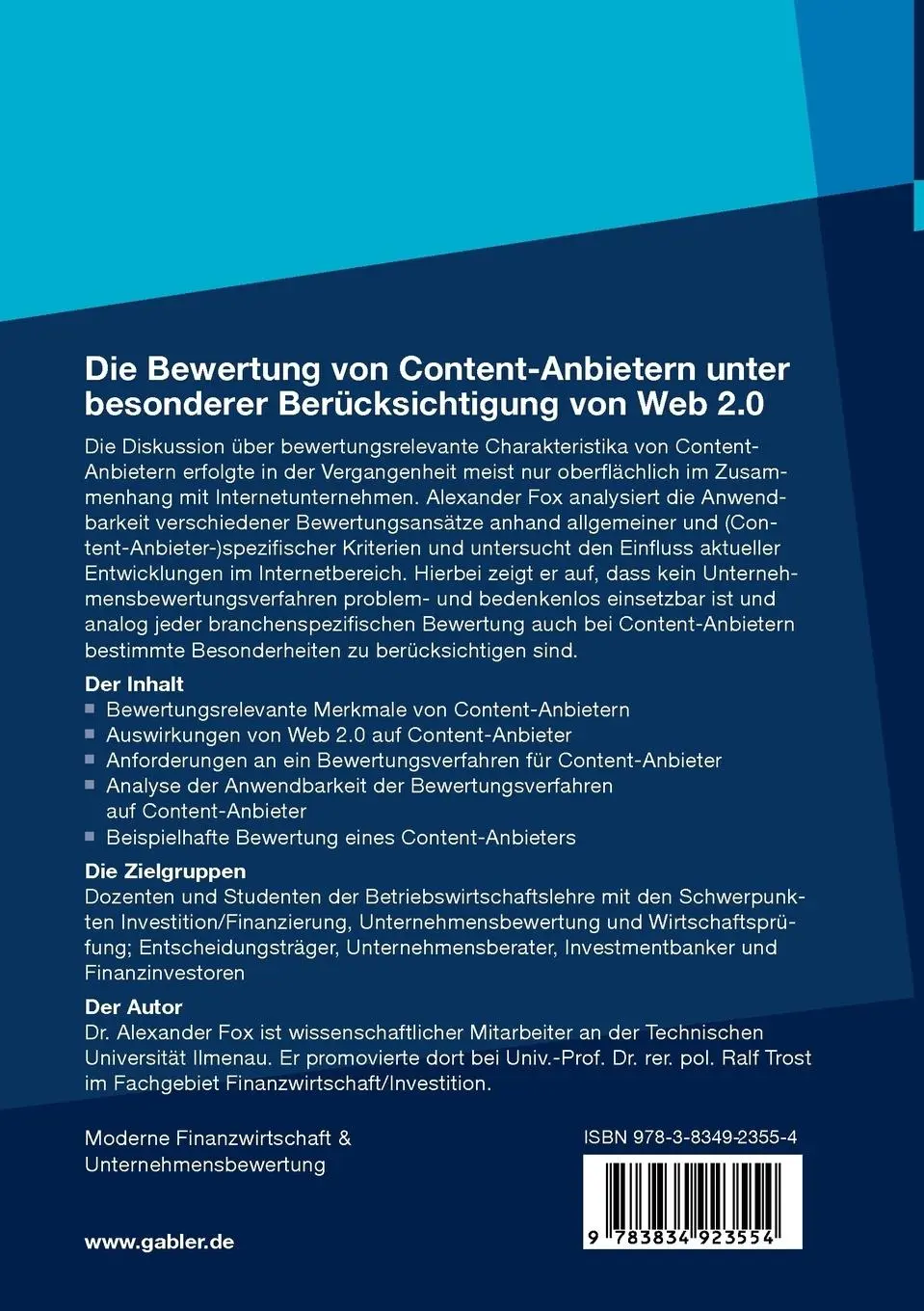 Rückseite: 9783834923554 | Die Bewertung von Content-Anbietern unter besonderer...