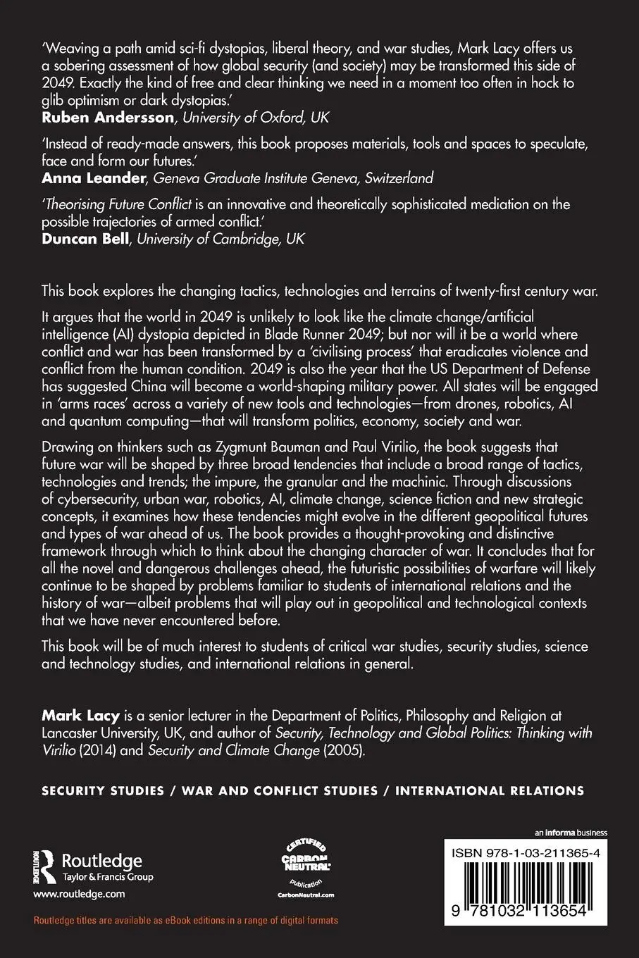Rückseite: 9781032113654 | Theorising Future Conflict | War Out to 2049 | Mark Lacy | Taschenbuch