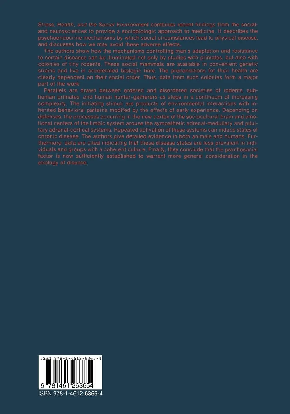 Rückseite: 9781461263654 | Stress, Health, and the Social Environment | P. M. Stephens (u. a.)