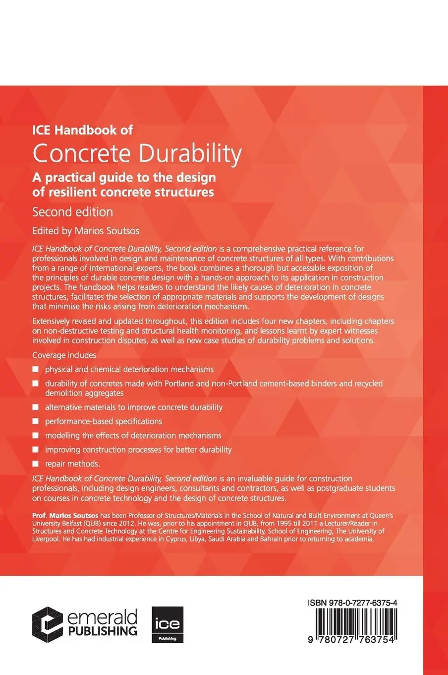 Rückseite: 9780727763754 | ICE Handbook of Concrete Durability, Second edition | Marios Soutsos