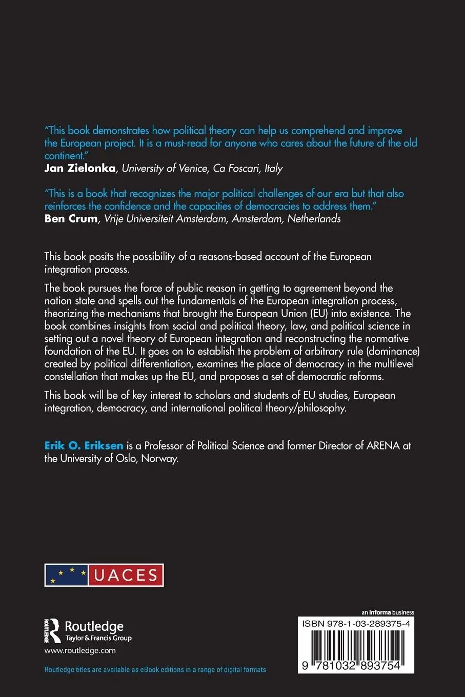 Rückseite: 9781032893754 | Mechanisms of European Integration | The Force of Reasons | Eriksen