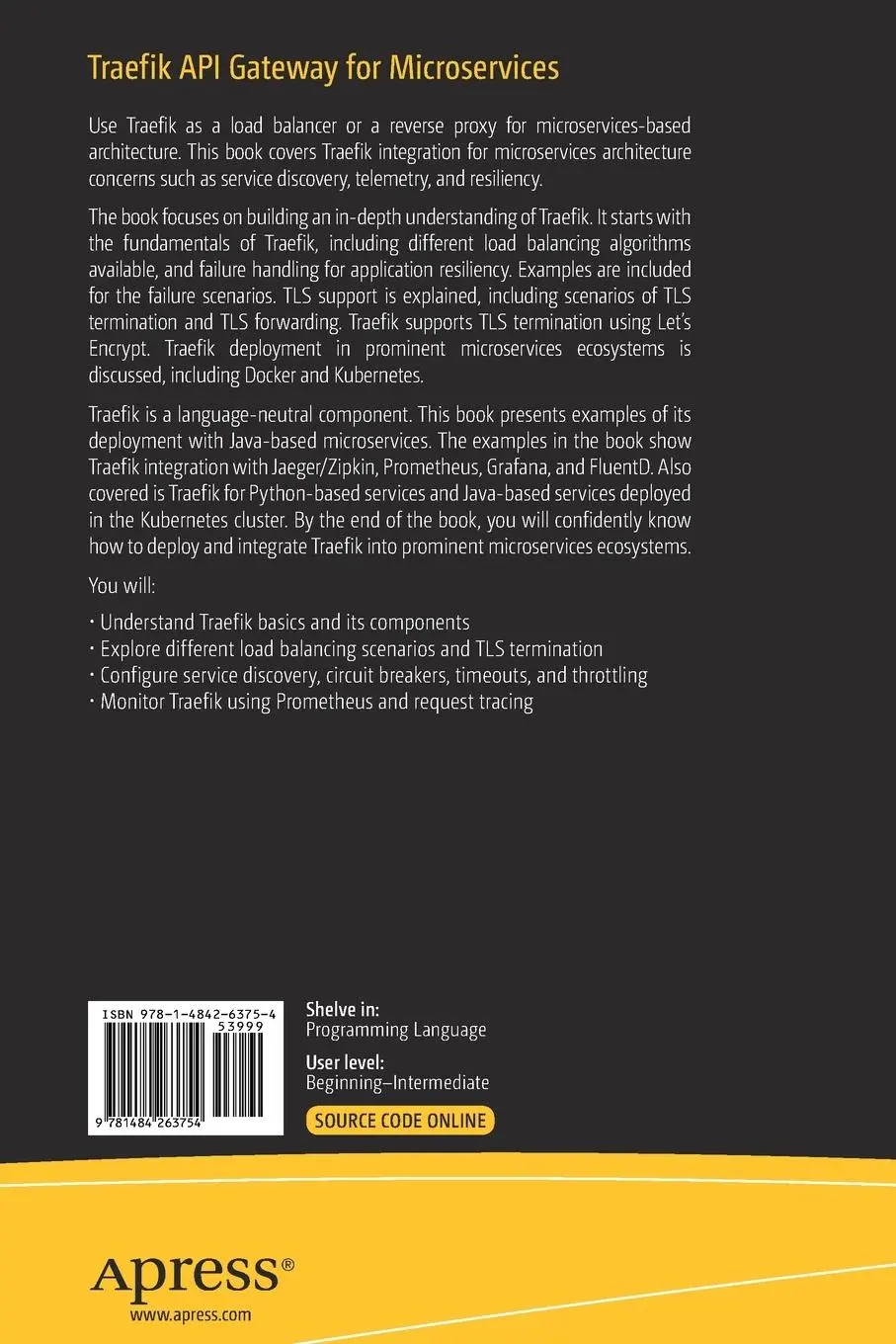 Rückseite: 9781484263754 | Traefik API Gateway for Microservices | Akshay Mathur (u. a.) | Buch