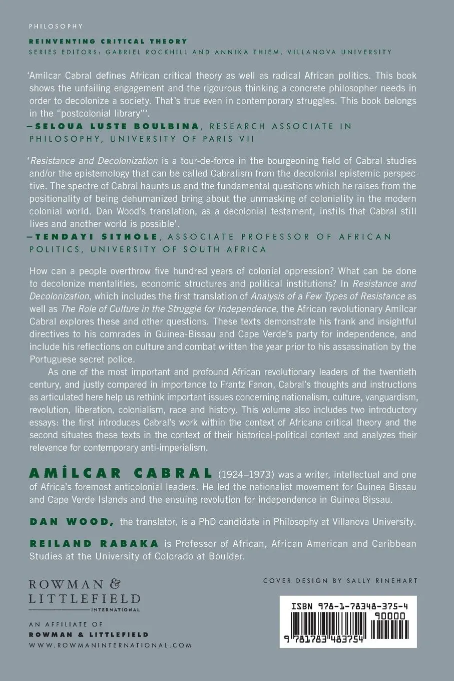 Rückseite: 9781783483754 | Resistance and Decolonization | Amilcar Cabral | Taschenbuch | 2016