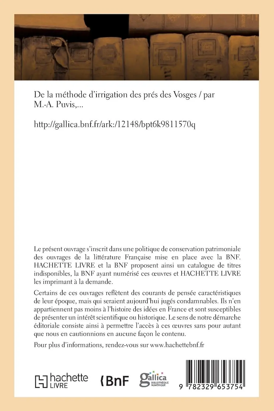 Rückseite: 9782329653754 | De la méthode d'irrigation des prés des Vosges | Marc-Antoine Puvis