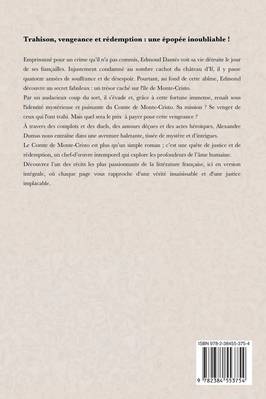 Rückseite: 9782384553754 | Le Comte de Monte-Cristo | Version intégrale | Alexandre Dumas | Buch