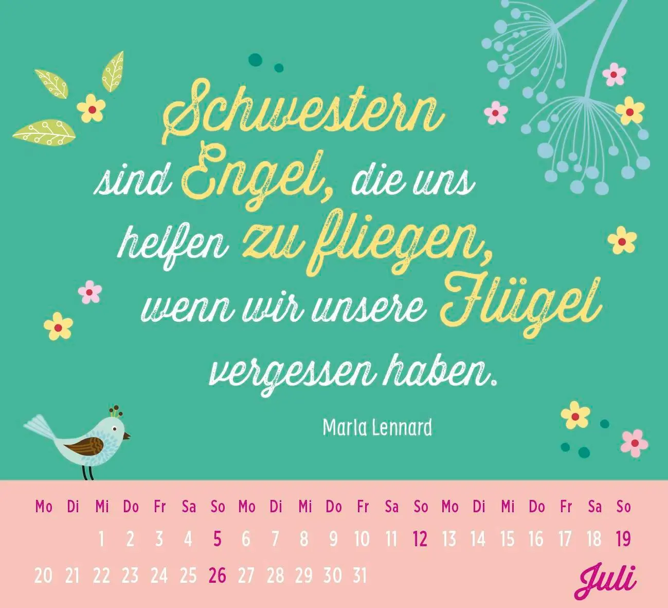 Bild: 4036442013854 | Mini-Kalender 2026: Für mein Schwesterherz | Groh Verlag | Kalender