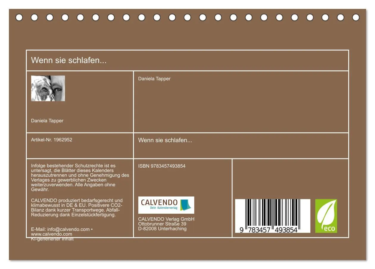 Bild: 9783457493854 | Wenn sie schlafen... (Tischkalender 2026 DIN A5 quer), CALVENDO...