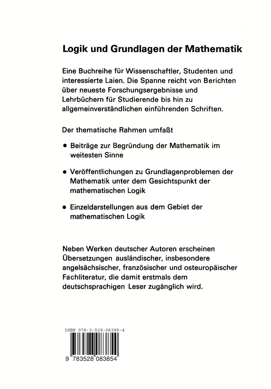Rückseite: 9783528083854 | Klassische und nichtklassische Aussagenlogik | Wolfgang Rautenberg